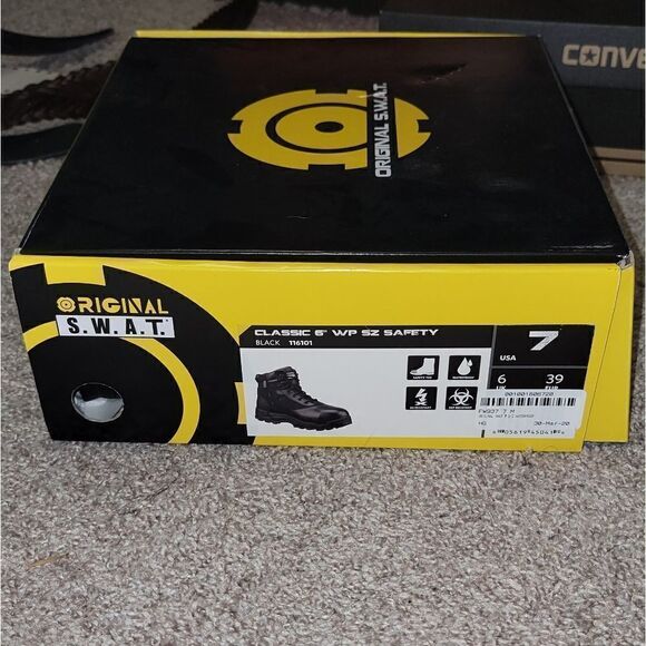 Original SWAT Classic 6" Side Zip Black WP Safety Tactical Boots (116101) Size 7 - Picture 2 of 12
